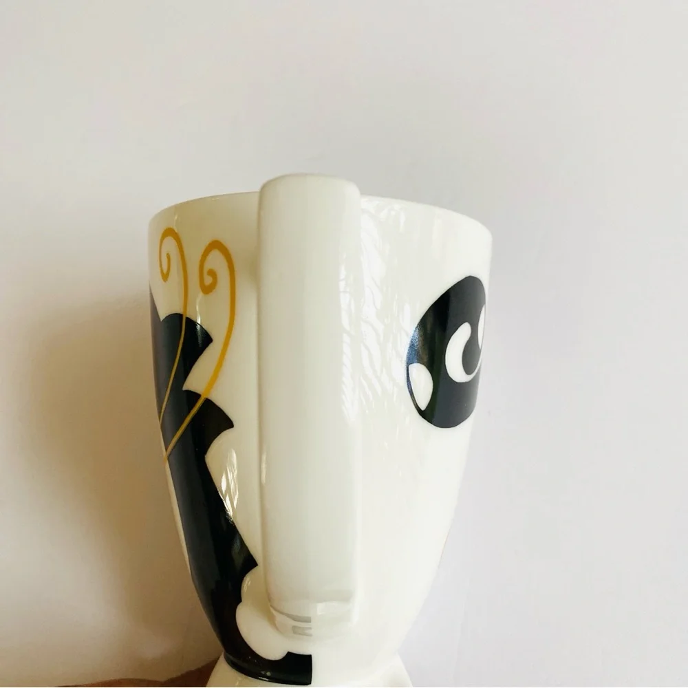 Great Shakes Fine Bone China Cat Mug Whimsical Black Cat Tea Mug Art Deco Style